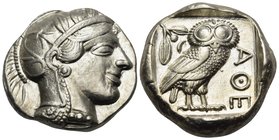 ATTICA. Athens. Circa 449-404 BC. Tetradrachm (Silver, 22.5 mm, 17.22 g, 9 h), c. 430s-420s. Head of Athena to right, wearing crested Attic helmet wit...