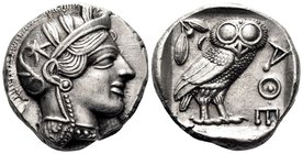 ATTICA. Athens. Circa 449-404 BC. Tetradrachm (Silver, 24 mm, 17.20 g, 12 h), c. 430s-420s. Head of Athena to right, wearing crested Attic helmet with...