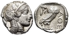 ATTICA. Athens. Circa 449-404 BC. Tetradrachm (Silver, 24 mm, 17.22 g, 10 h), c. 430s-420s. Head of Athena to right, wearing crested Attic helmet with...