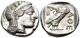 ATTICA. Athens. Circa 449-404 BC. Tetradrachm (Silver, 25 mm, 17.22 g, 9 h), 430s. Head of Athena to right, wearing crested Attic helmet adorned with ...