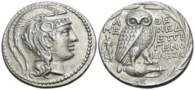 ATTICA. Athens. 135/4 BC. Tetradrachm (Silver, 28 mm, 16.84 g, 11 h), new style, Mened..., Epigeno... and Alexa.... Head of Athena Parthenos to right,...