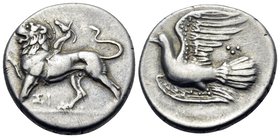 SIKYONIA. Sikyon. Circa 330/20-280 BC. Hemidrachm (Silver, 16.5 mm, 2.82 g, 3 h). Chimaera, with right forepaw raised high, moving left; below, ΣI. Re...