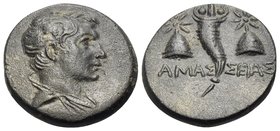 PONTOS. Amaseia. Circa 120-100 BC. (Bronze, 17 mm, 4.09 g, 12 h). Draped bust of Perseus to right, with winged headband. Rev. SINΩ-ΠHΣ Cornucopia betw...