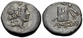 PONTOS. Amisos. Time of Mithradates VI Eupator, circa 85-65 BC. (Bronze, 21 mm, 8.36 g, 10 h). Head of young Dionysos to right, wearing ivy wreath. Re...