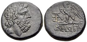 PAPHLAGONIA. Sinope. Time of Mithradates VI Eupator, circa 85-65 BC. (Bronze, 19.5 mm, 7.74 g, 12 h). Laureate head of Zeus to right. Rev. ΣINΩΠHΣ Eag...