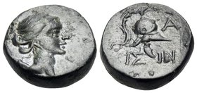 KINGS OF PAPHLAGONIA. Time of Amyntas?, 36-25 BC. (Bronze, 14 mm, 4.08 g, 12 h), Isinda. Head of Artemis to right, bow and quiver over shoulder. Rev. ...