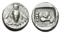 IONIA. Ephesos. Circa 500-420 BC. Tetartemorion (Silver, 6 mm, 0.28 g, 12 h). Bee with spread wings. Rev. Eagle’s head to right. Karwiese Series IV, T...