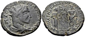 PHRYGIA. Cotiaeum. Philip I, 244-249. (Bronze, 27 mm, 8.66 g, 7 h), Aurelius Menander, archiereus of Zeus. M IOYΛIOC ΦΙΛΙΠΠOC AYΓ Radiate, draped and ...