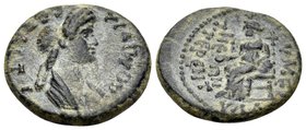 PHRYGIA. Eumeneia. Domitia, Augusta, 82-96. (Bronze, 15 mm, 2.31 g, 12 h), struck during the rule of her husband Domitian, under the high-priestess Cl...