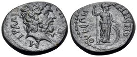 PHRYGIA. Flavia-Grimenothyrae. Time of Trajan, 98-117. (Bronze, 19 mm, 4.45 g, 1 h), under the epimeletes Loukius Tullius Per... EΠI M TYΛΛΙ Head of Z...