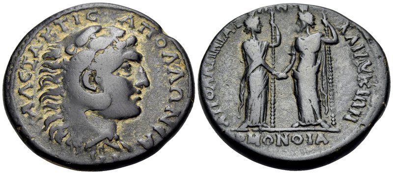 PISIDIA. Apollonia-Mordiaeum. Time of Caracalla, 211-217. Tetrassarion (Bronze, ...