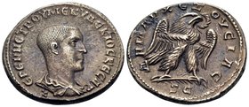 SYRIA, Seleucis and Pieria. Antioch. Herennius Etruscus, As Caesar, 249-251. Tetradrachm (Billon, 26 mm, 13.45 g, 7 h), 7th officina, 250-251. EPENN E...