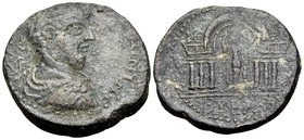 PHOENICIA. Byblus. Elagabalus, 218-222. (Bronze, 26.5 mm, 13.76 g, 12 h). [AY K M AYP ANT]ΩNINO-C Laureate, draped and cuirassed bust of Elagabalus to...