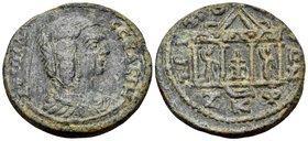 PHOENICIA. Tripolis. Julia Domna, 193-217. (Bronze, 26.5 mm, 11.00 g, 6 h), struck under Caracalla, year ZKΦ (527) = 215-216. IOYΛIA CEBACTH Draped bu...
