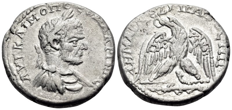 JUDAEA. Caesarea Maritima. Macrinus, 217-218. Tetradrachm (Silver, 25 mm, 11.76 ...