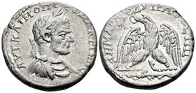 JUDAEA. Caesarea Maritima. Macrinus, 217-218. Tetradrachm (Silver, 25 mm, 11.76 g, 12 h). AYT KAI M OΠ CEO MAKPINOC Laureate, draped, and cuirassed bu...