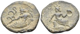 EGYPT, Alexandria. Circa 2nd-3rd Century AD. Tessera (Lead, 28 mm, 12.35 g, 12 h). Nilus reclining to left, holding reed and cornucopia. Rev. Euthenia...