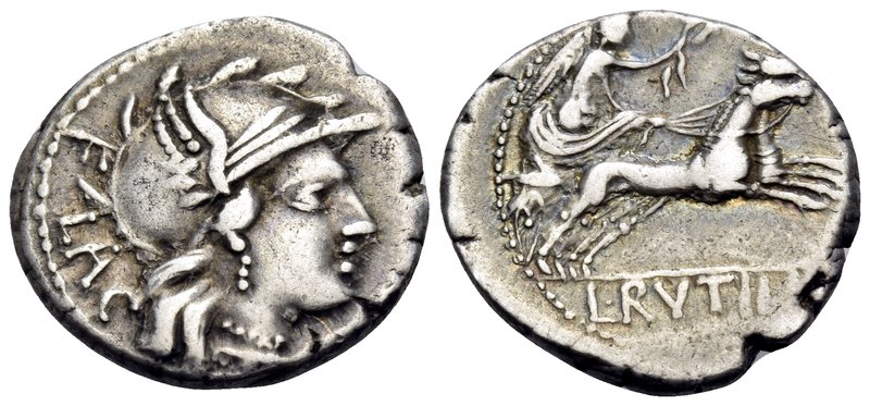 L. Rutilius Flaccus, 77 BC. Denarius (Silver, 18 mm, 3.88 g, 5 h), Rome. FLAC He...