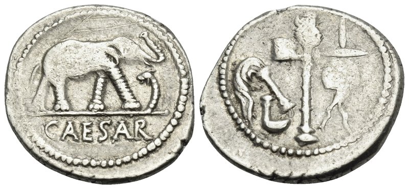 Julius Caesar, April-August 49 BC. Denarius (Silver, 20 mm, 4.00 g, 11 h), mint ...