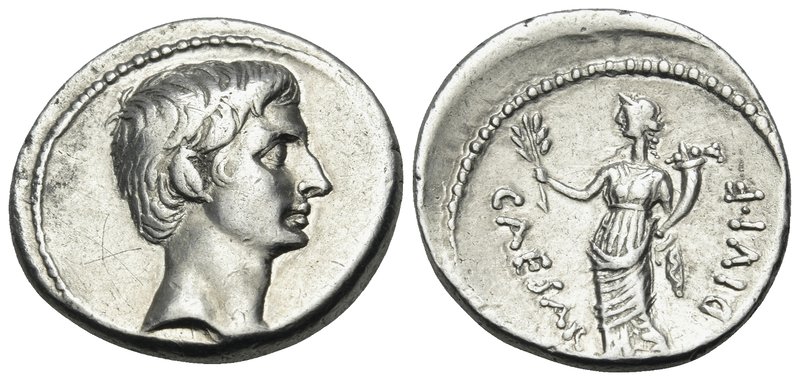 The Triumvirs. Octavian, autumn 32-summer 31 BC. Denarius (Silver, 19 mm, 3.95 g...