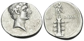 The Triumvirs. Octavian, autumn 30 - summer 29 BC. Denarius (Silver, 18.5 mm, 3.79 g, 2 h), Brundisium or Rome. Laureate head of Octavian to right. Re...