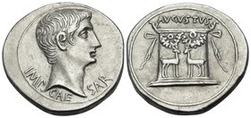 Augustus, 27 BC-AD 14. Cistophorus (Silver, 25 mm, 12.08 g, 12 h), Ephesos, c. 24-20. IMP• CAE-SAR Bare head of Augustus to right. Rev. AVGVSTVS Garla...