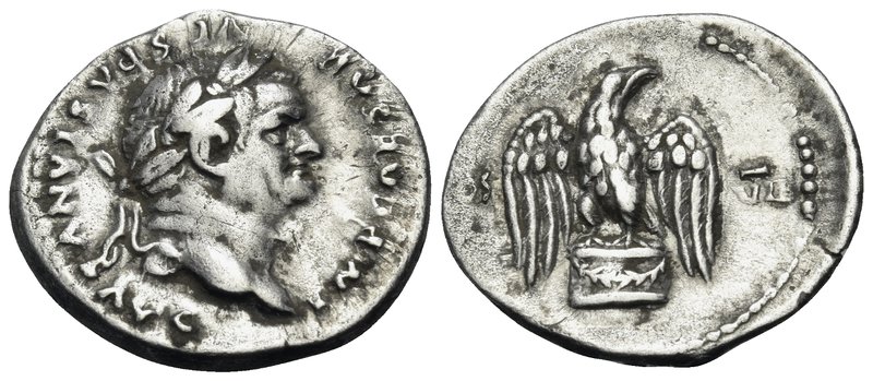 Vespasian, 69-79. Denarius (Silver, 19 mm, 3.25 g, 6 h), Rome. IMP CAESAR VESPAS...