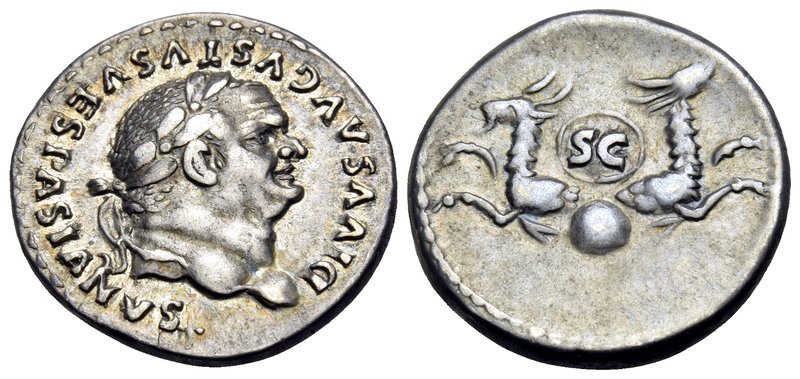 Divus Vespasian, died 79. Denarius (Silver, 17 mm, 3.19 g, 6 h), struck under Ti...