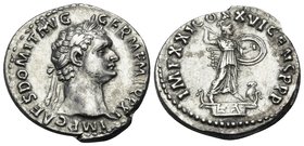 Domitian, 81-96. Denarius (Silver, 19.5 mm, 3.40 g, 6 h), Rome, 1 January -13 September 92. IMP CAES DOMIT AVG GERM P M TR P XI Laureate head of Domit...