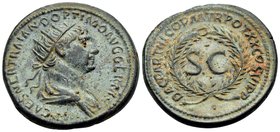 Trajan, 98-117. Dupondius (Orichalcum, 24.5 mm, 9.23 g, 7 h), Rome, for circulation in Syria, 20 February - 9 December 116. IMP CAES NER TRAIANO OPTIM...