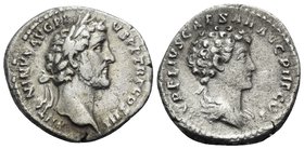 Antoninus Pius, with Marcus Aurelius as Caesar, 138-161. Denarius (Silver, 12.5 mm, 3.17 g, 1 h), Rome, 141-143. ANTONINVS AVG PI-VS P P TR P COS III ...