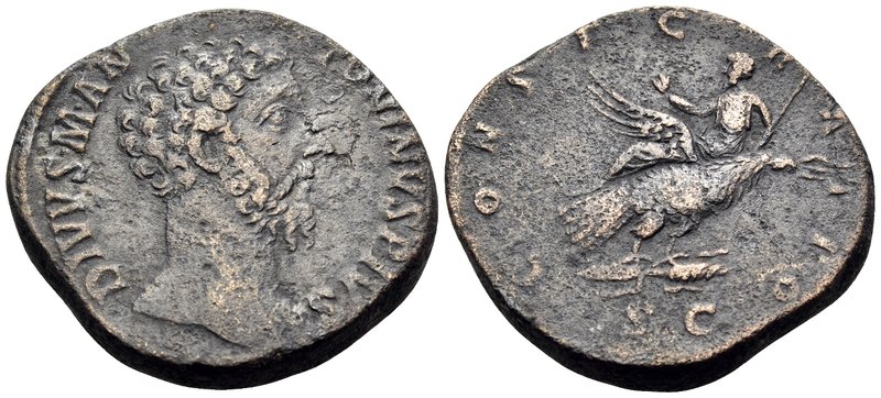 Divus Marcus Aurelius, died 180. Sestertius (Orichalcum, 31.5 mm, 22.71 g, 12 h)...