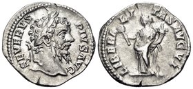Septimius Severus, 193-211. Denarius (Silver, 19 mm, 2.60 g, 5 h), Rome, 204. SEVERVS PIVS AVG Laureate head of Septimius Severus to right. Rev. LIBER...