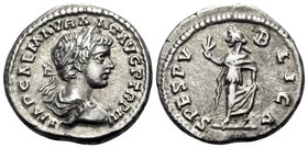 Caracalla, 198-217. Denarius (Silver, 17 mm, 3.28 g, 12 h), Laodicea ad Mare, 199. IMP CAE M AVR ANT AVG P TR P II Laureate and draped bust of Caracal...