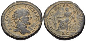 Caracalla, 198-217. Dupondius (Orichalcum, 27 mm, 15.36 g, 12 h), Rome, 211. ANTONINVS PIVS AVG BRIT Radiate head of Caracalla to right. Rev. FORT RED...