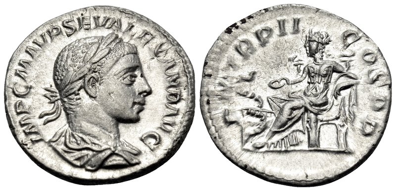 Severus Alexander, 222-235. Denarius (Silver, 18.5 mm, 2.83 g, 12 h), Rome, 223....