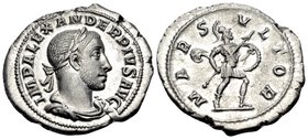 Severus Alexander, 222-235. Denarius (Silver, 21 mm, 2.93 g, 5 h), Rome, 232. IMP ALEXANDER PIVS AVG Laureate, draped and cuirased bust of Severus Ale...