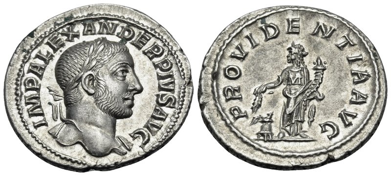 Severus Alexander, 222-235. Denarius (Silver, 20 mm, 3.01 g, 1 h), Rome, 232. IM...