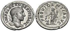 Severus Alexander, 222-235. Denarius (Silver, 20 mm, 3.01 g, 1 h), Rome, 232. IMP ALEXANDER PIVS AVG Laureate head of Severus Alexander to right, drap...