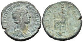 Julia Mamaea, Augusta, 222-235. Sestertius (Orichalcum, 29 mm, 17.99 g, 1 h), 224. IVLIA MAMA-EA AVGVSTA Diademed and draped bust of Julia Mamaea to r...