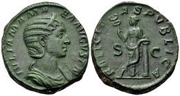 Julia Mamaea, Augusta, 222-235. Sestertius (Orichalcum, 30 mm, 21.34 g, 12 h), struck under her son, Alexander Severus, Rome, 228. IVLIA MAMA-EA AVGVS...