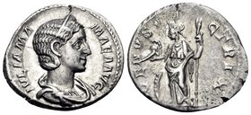 Julia Mamaea, Augusta, 222-235. Denarius (Silver, 19 mm, 2.71 g, 12 h), struck under Severus Alexander, Rome, 231. IVLIA MA-MAEA AVG Diademed and drap...