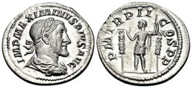 Maximinus I, 235-238. Denarius (Silver, 20 mm, 3.03 g, 12 h), Rome, March 235 - January 236. IMP MAXIMINVS PIVS AVG Laureate, draped and cuirassed bus...