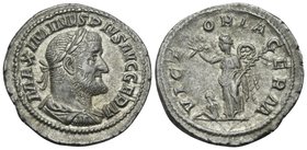 Maximinus I, 235-238. Denarius (Silver, 20.5 mm, 3.02 g, 12 h), Rome, 236-238. MAXIMINVS PIVS AVG GERM Laureate, draped and cuirassed bust of Maximinu...