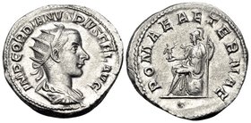 Gordian III, 238-244. Antoninianus (Silver, 22 mm, 3.50 g, 1 h), Rome, 239-240. IMP GORDIANVS PIVS FEL AVG Radiate, draped and cuirassed bust of Gordi...