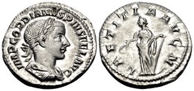 Gordian III, 238-244. Denarius (Silver, 20 mm, 3.59 g, 5 h), Rome, 240. IMP GORDIANVS PIVS FEL AVG Laureate, draped and cuirassed bust of Gordian to r...