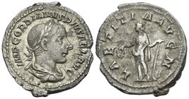 Gordian III, 238-244. Denarius (Silver, 23 mm, 3.39 g, 1 h), Rome, 240. IMP GORDIANVS PIVS FEL AVG Laureate, draped and cuirassed bust of Gordian to r...