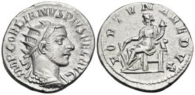 Gordian III, 238-244. Antoninianus (Silver, 21 mm, 4.33 g, 1 h), Rome, 240. IMP GORDIANVS PIVS FEL AVG Radiate and cuirassed bust of Gordian III to ri...