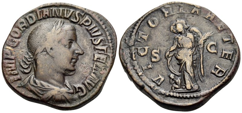 Gordian III, 238-244. Sestertius (Orichalcum, 32 mm, 19.14 g, 1 h), Rome, 244. I...