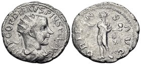 Gordian III, 238-244. Antoninianus (Silver, 21.5 mm, 4.67 g, 6 h), a contemporary. perhaps Balkan, imitation of a issue minted in Rome in 239-240. IMP...